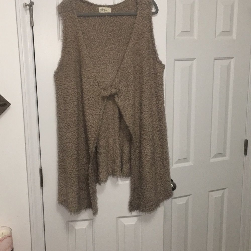 Before You Fuzzy Teddy Bear Sweater Vest Womens S M Draped Asymmetrical Front